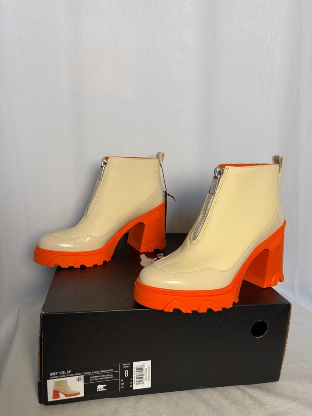 NEW Sorel Women's Brex Heel Zip Boots Size 8 Bleached Ceramic Optimized Orange - Picture 4 of 12